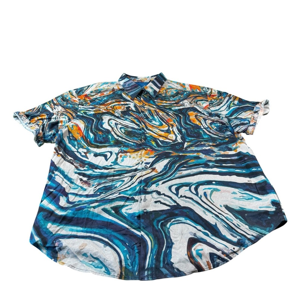 Robert Graham Cotton Psychedelic AOP S/S Men's Button Front Shirt Size 3XL XXXL